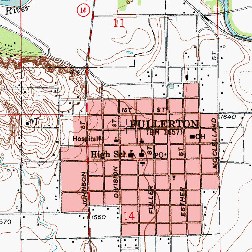 Topographic Map of City of Fullerton, NE