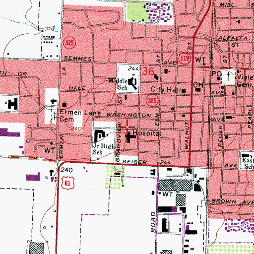 Topographic Map of Grandview Street Heliport, AR