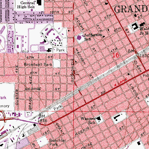Topographic Map of City of Grand Island, NE