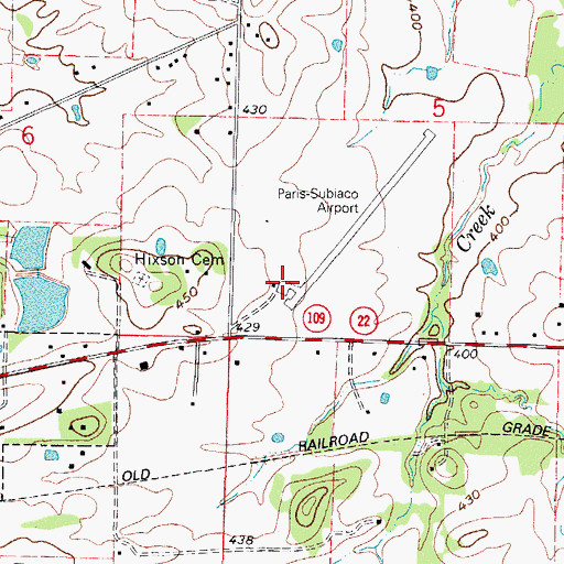 Topographic Map of Paris Municipal Airport, AR