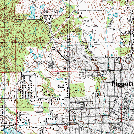 Topographic Map of Piggott Community Hospital Heliport, AR