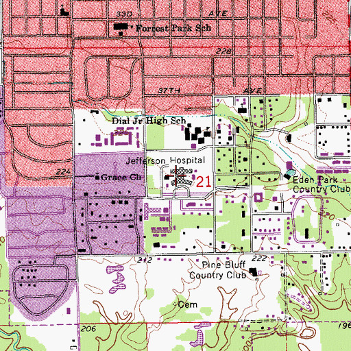 Topographic Map of Jrmc Heliport, AR