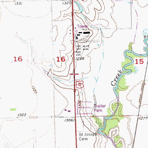 Topographic Map of Township of Midland, NE