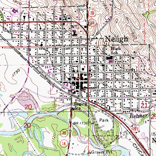Topographic Map of City of Neligh, NE