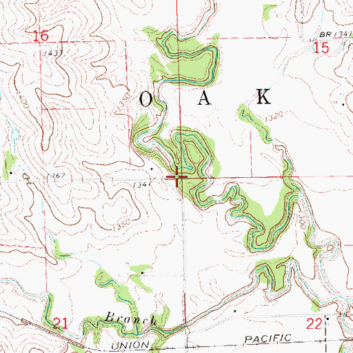 Topographic Map of Township of Oak Creek, NE