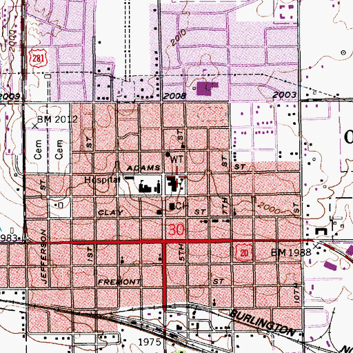 Topographic Map of City of O'Neill, NE