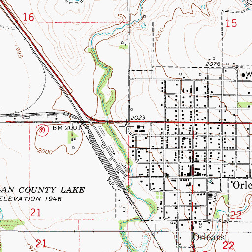 Topographic Map of Township of Orleans, NE