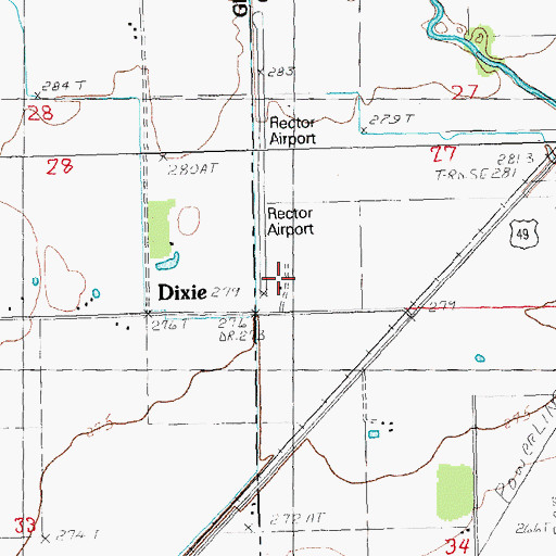 Topographic Map of Rector Airport, AR