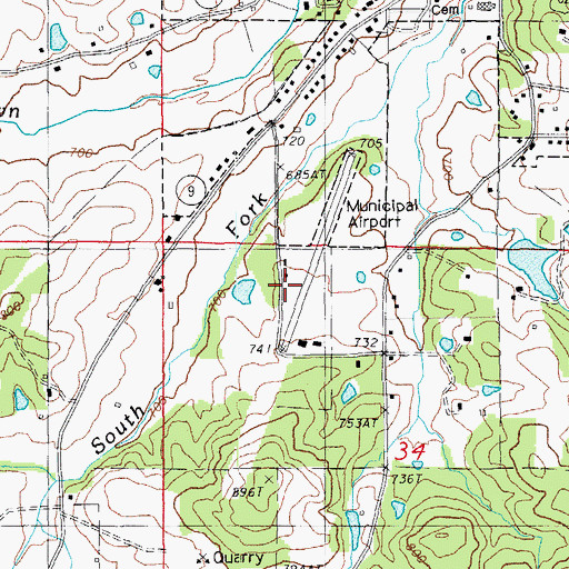 Topographic Map of Salem Airport, AR