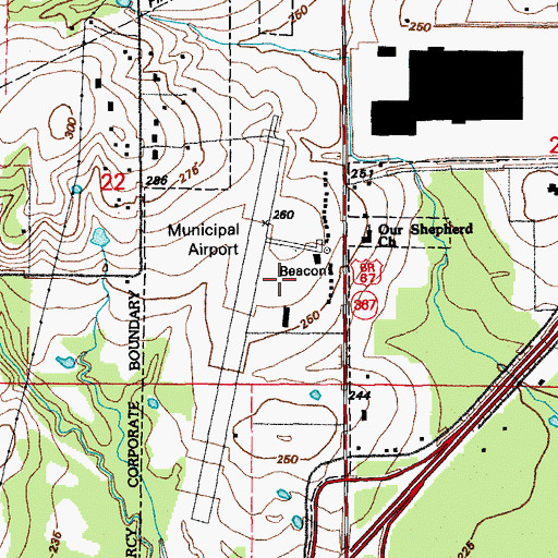 Topographic Map of Searcy Municipal Airport, AR