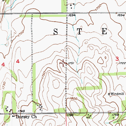 Topographic Map of Township of Steel Creek, NE