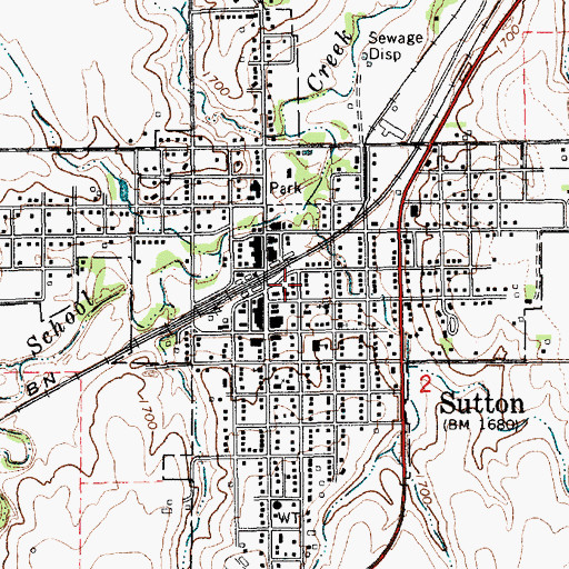 Topographic Map of City of Sutton, NE