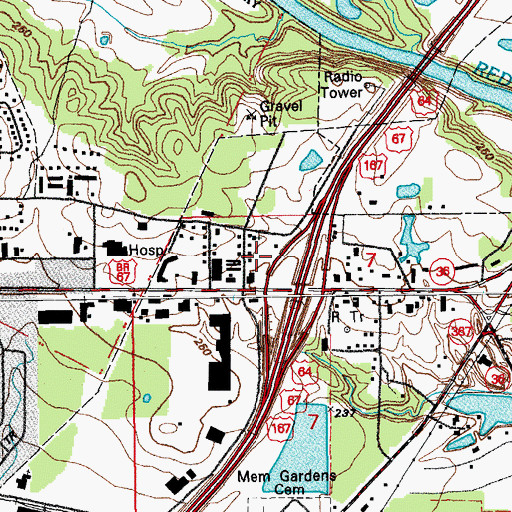 Topographic Map of White County Memorial Hospital Heliport, AR