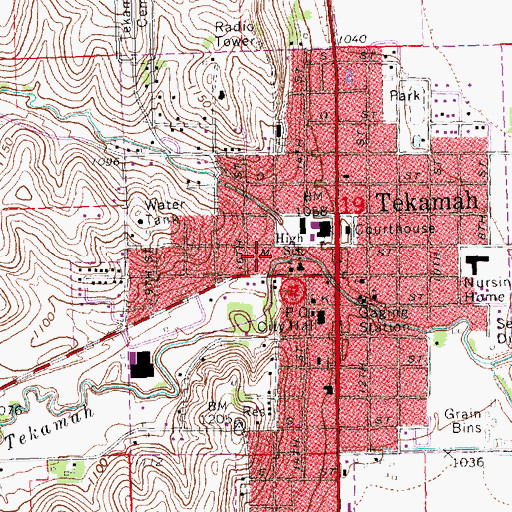 Topographic Map of City of Tekamah, NE