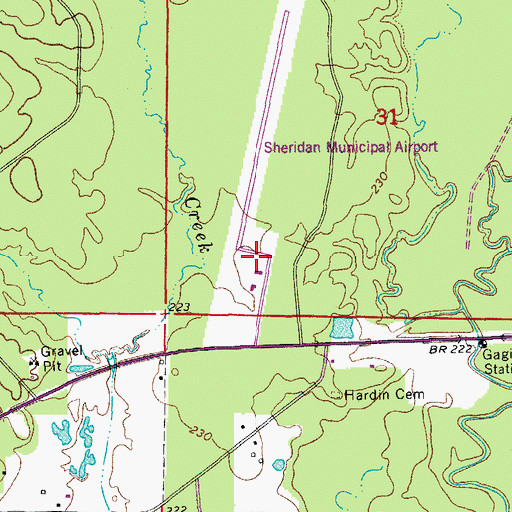 Topographic Map of Sheridan Municipal Airport, AR