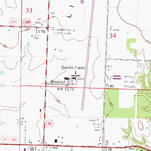 Topographic Map of Smith Field, AR