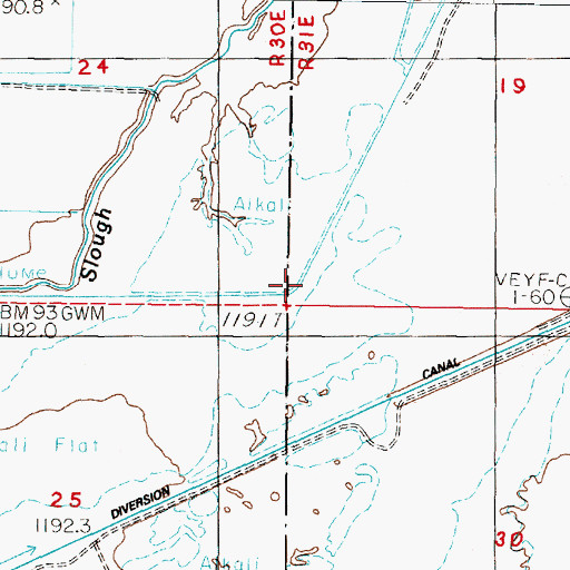 Topographic Map of Winsett Drain, NV