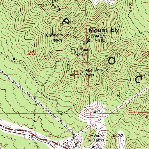 Topographic Map of Abe Lincoln Mine, NV
