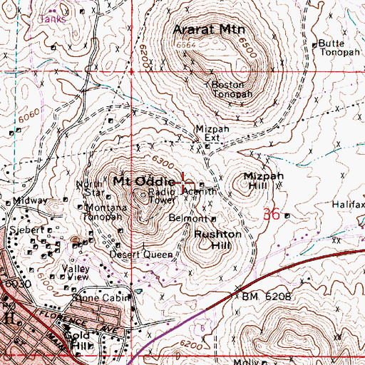 Topographic Map of Acenith, NV