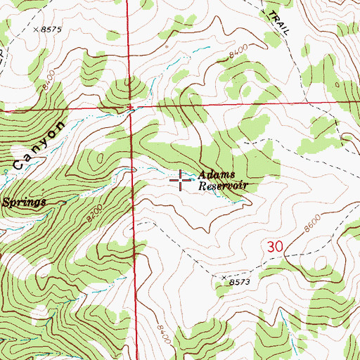 Topographic Map of Adams Reservoir, NV