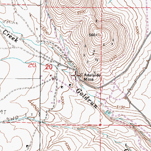 Topographic Map of Adelaide Mine, NV