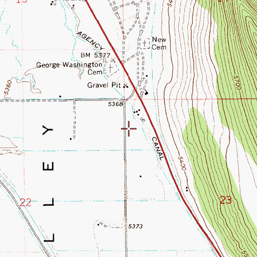 Topographic Map of Agency Canal, NV