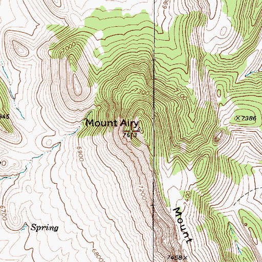 Topographic Map of Mount Airy, NV