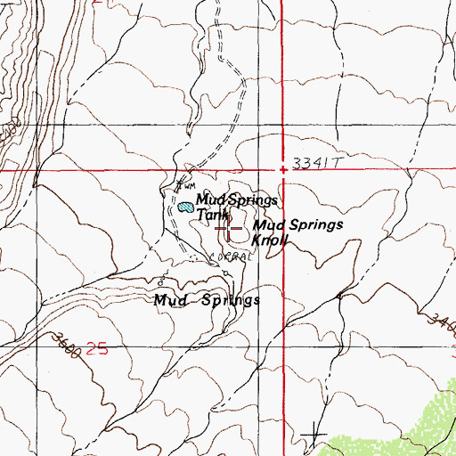 Topographic Map of Mud Springs Knoll, AZ