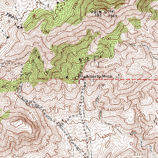 Topographic Map of Alberto Mine, NV