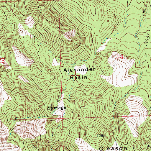 Topographic Map of Alexander Basin, NV