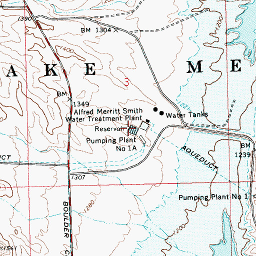 Topographic Map of Alfred Merritt Smith Water Treatment Plant, NV