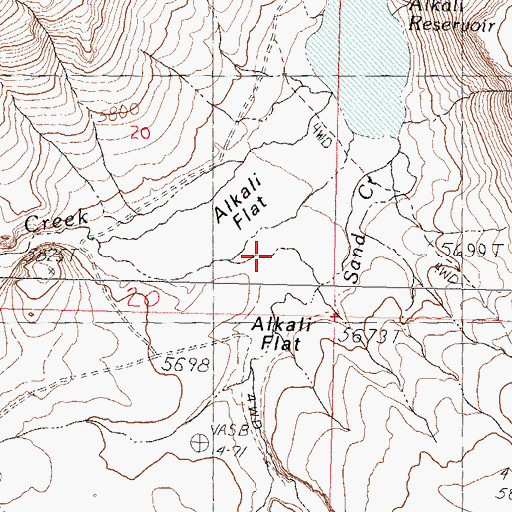 Topographic Map of Alkali Flat, NV