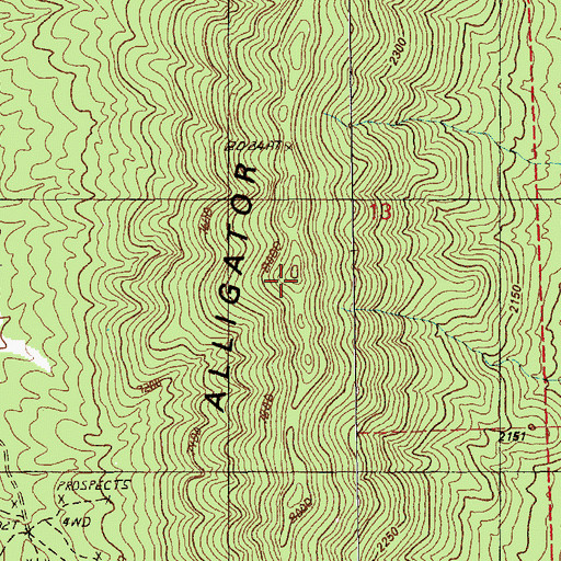 Topographic Map of Alligator Ridge, NV