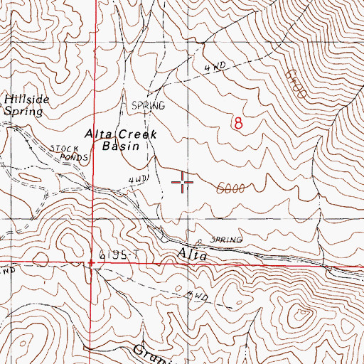 Topographic Map of Alta Creek Basin, NV