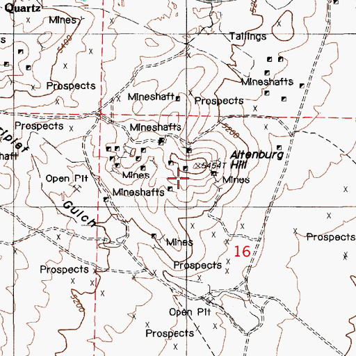 Topographic Map of Altenburg Hill, NV