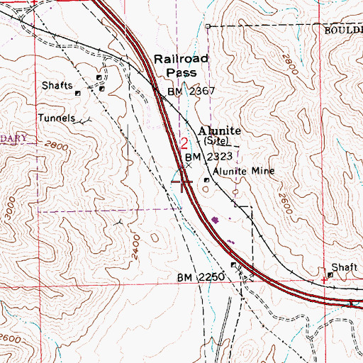 Topographic Map of Alunite Mine, NV