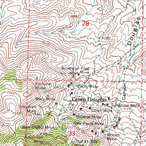 Topographic Map of American Flag Mine, NV