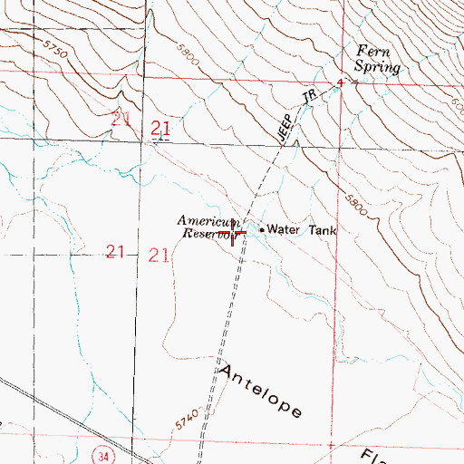 Topographic Map of Americum Reservoir, NV