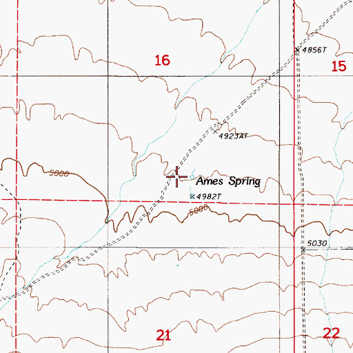 Topographic Map of Ames Spring, NV