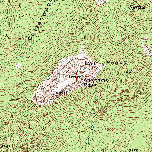 Topographic Map of Amethyst Peak, NV
