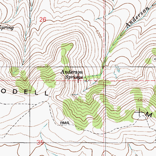 Topographic Map of Anderson Springs, NV