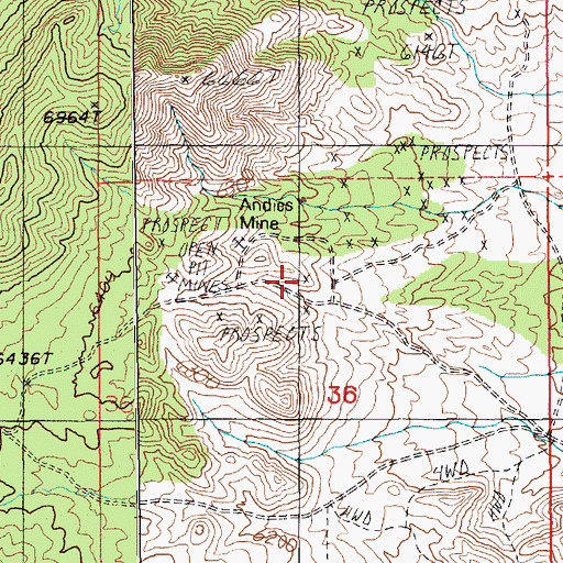 Topographic Map of Andies Mine, NV