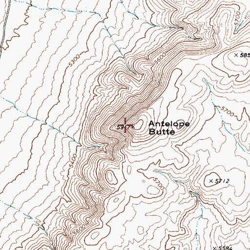 Topographic Map of Antelope Butte, NV