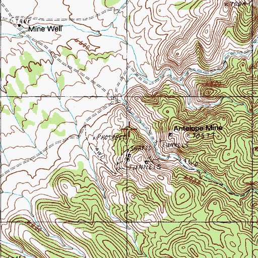 Topographic Map of Antelope Mine, NV