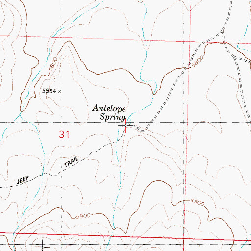 Topographic Map of Antelope Pass, NV