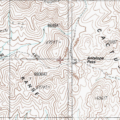 Topographic Map of Antelope Pass, NV