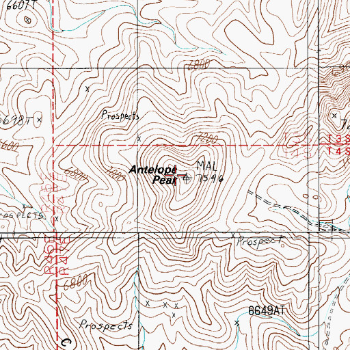 Topographic Map of Antelope Peak, NV