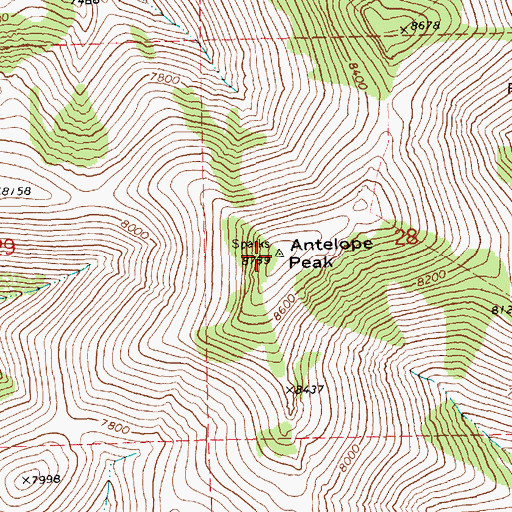 Topographic Map of Antelope Peak, NV