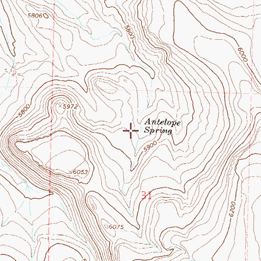 Topographic Map of Antelope Spring, NV