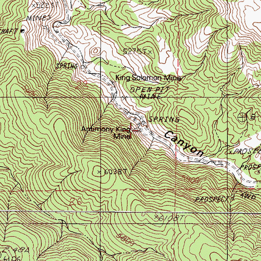 Topographic Map of Antimony King Mine, NV
